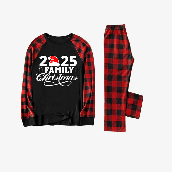 Eva Jonsson | 2025 Familj Jul Bokstäver Tryck Svart & Röd Rutigt Familj Matchande Svarta Pyjamas-Eva Jonsson