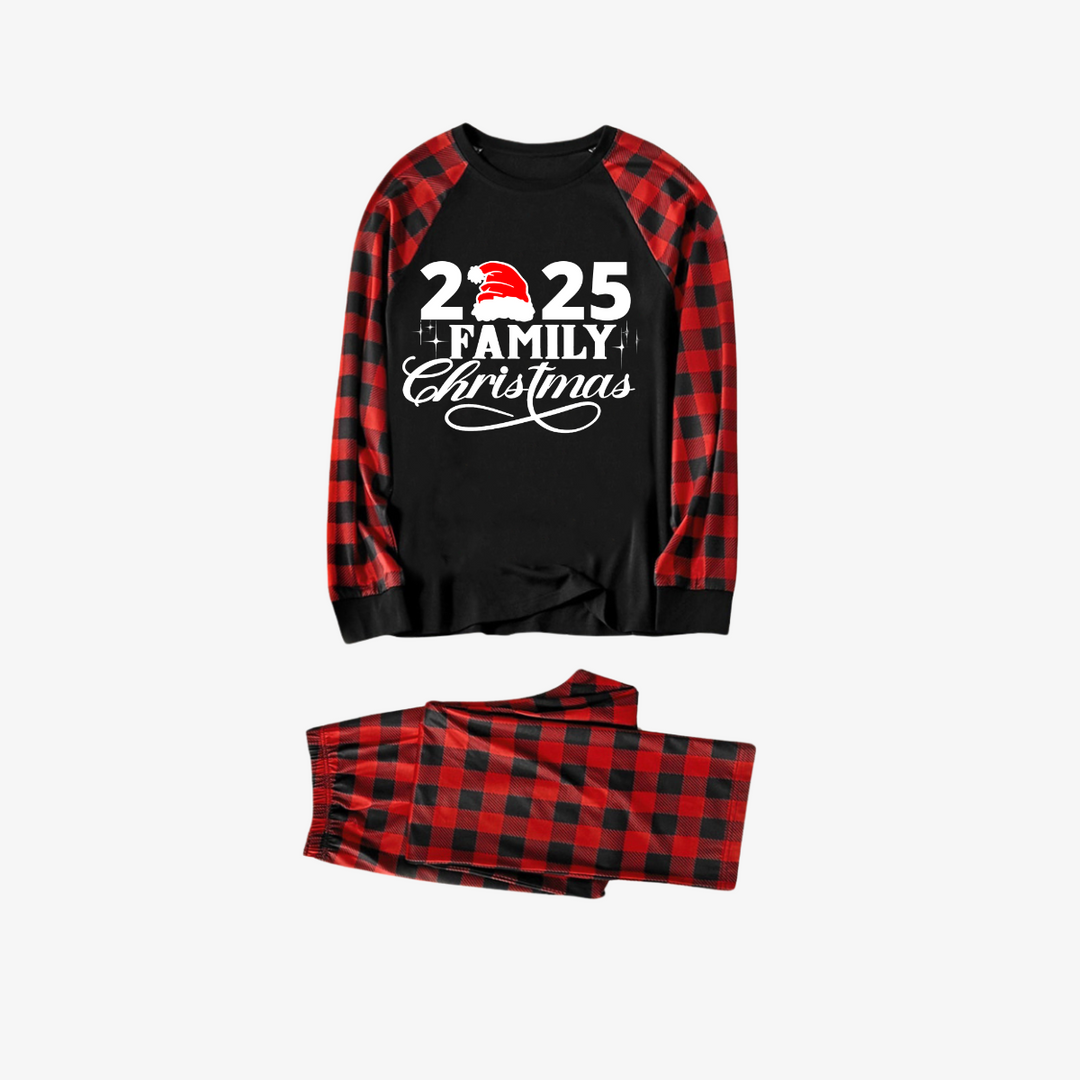Eva Jonsson | 2025 Familj Jul Bokstäver Tryck Svart & Röd Rutigt Familj Matchande Svarta Pyjamas-Eva Jonsson