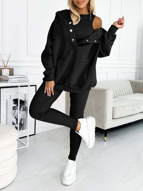 Mirla | 3-Delad Damträningsdräkt med Lös Huva och Slim-Fit Byxor-Eva Jonsson