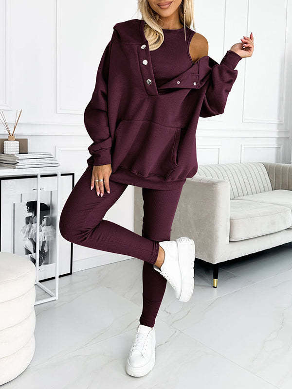 Mirla | 3-Delad Damträningsdräkt med Lös Huva och Slim-Fit Byxor-Eva Jonsson