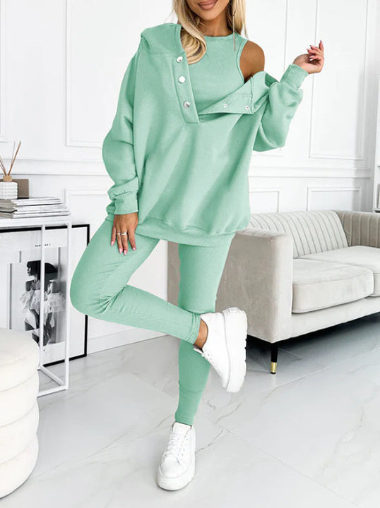 Mirla | 3-Delad Damträningsdräkt med Lös Huva och Slim-Fit Byxor-Eva Jonsson