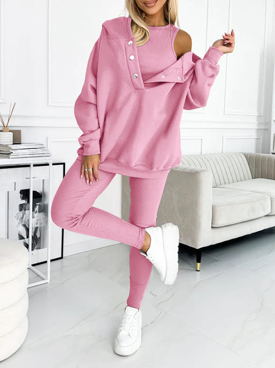 Mirla | 3-Delad Damträningsdräkt med Lös Huva och Slim-Fit Byxor-Eva Jonsson