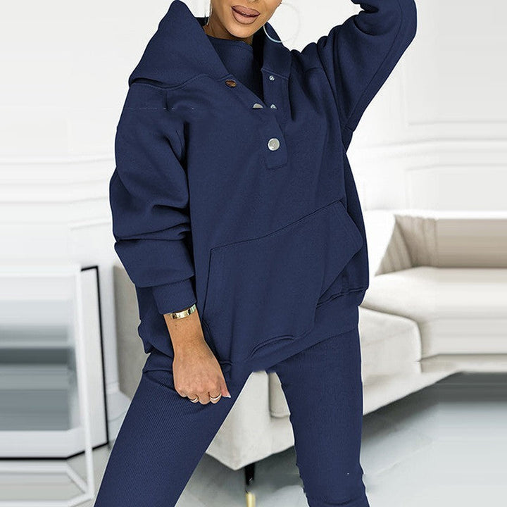 Mirla | 3-Delad Damträningsdräkt med Lös Huva och Slim-Fit Byxor-Eva Jonsson