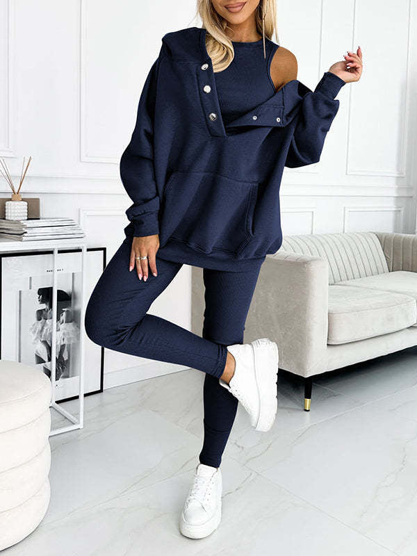Mirla | 3-Delad Damträningsdräkt med Lös Huva och Slim-Fit Byxor-Eva Jonsson