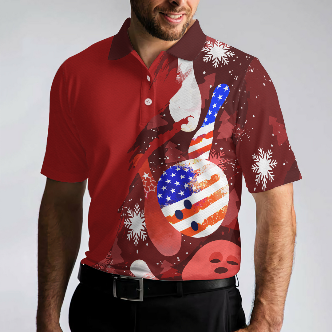 Eva Jonsson | Amerikanska Flaggan Jul Bowlingboll och Pins Herr Polotröjor-Eva Jonsson