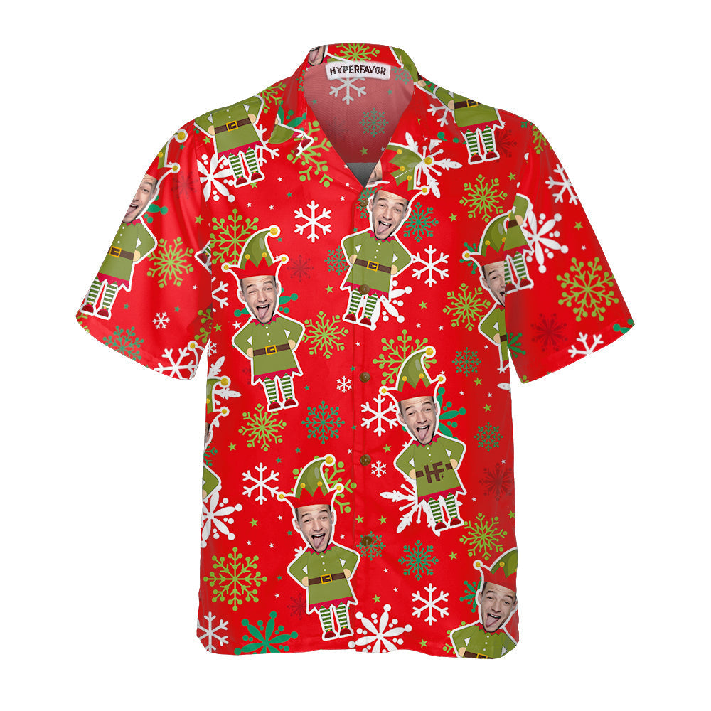 Eva Jonsson | Anpassat Ansikte Jul-Elf Anpassad Hawaii-Skjorta Grön Elf-Skjorta Personlig Present För Julen-Eva Jonsson