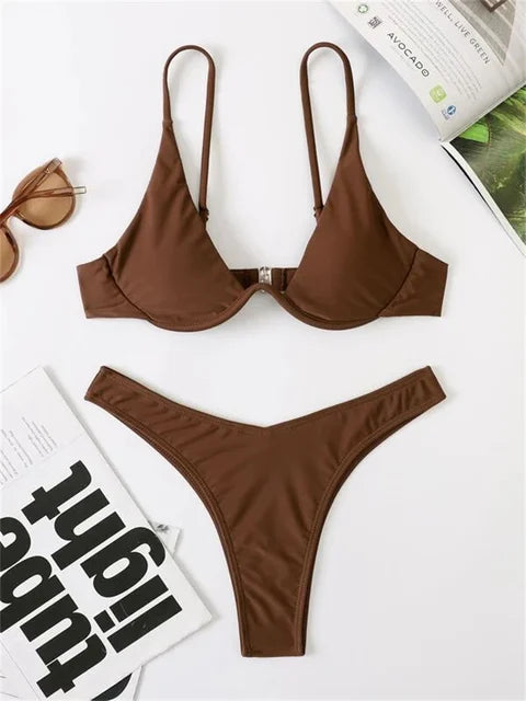 Mirla | Båge-bikini-set Push-Up-bh och tanga-badkläder för damer-Eva Jonsson