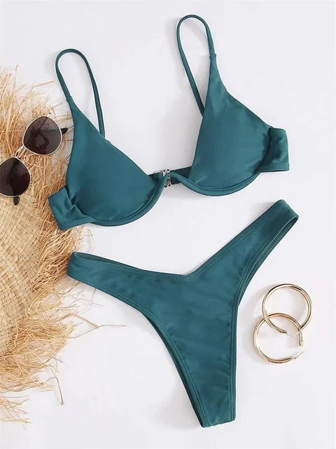 Mirla | Båge-bikini-set Push-Up-bh och tanga-badkläder för damer-Eva Jonsson