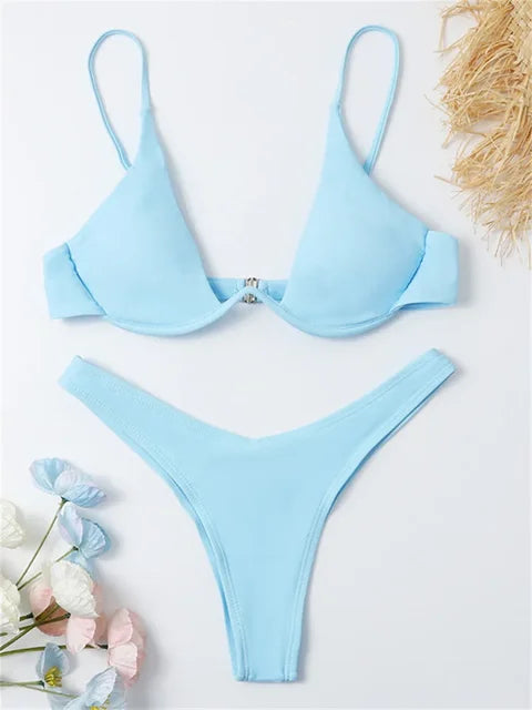Mirla | Båge-bikini-set Push-Up-bh och tanga-badkläder för damer-Eva Jonsson
