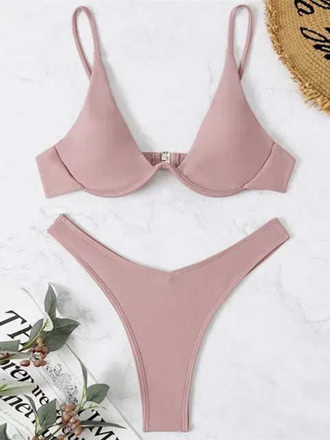 Mirla | Båge-bikini-set Push-Up-bh och tanga-badkläder för damer-Eva Jonsson