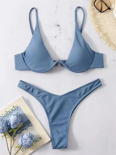 Mirla | Båge-bikini-set Push-Up-bh och tanga-badkläder för damer-Eva Jonsson