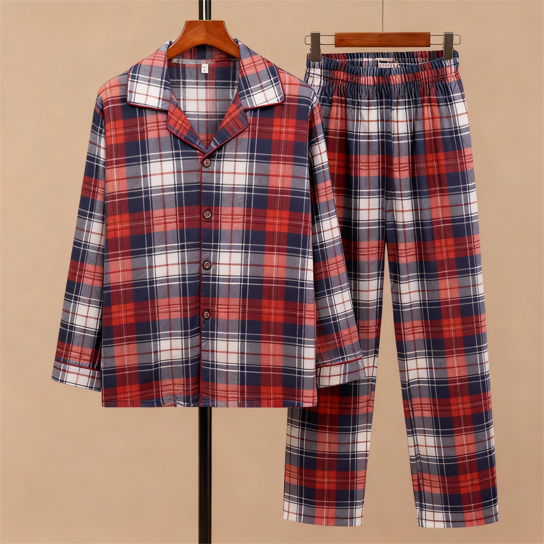 Eva Jonsson | Bekväma Knappfronter Rutmönster Par Pyjamaset För Julen-Eva Jonsson
