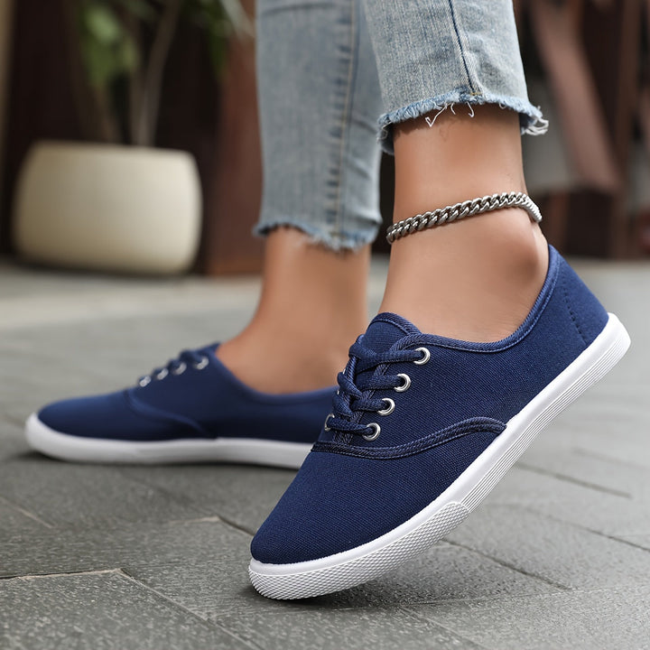 Mirla | Bekväma Låga Canvas Sneakers I Vitt-Eva Jonsson