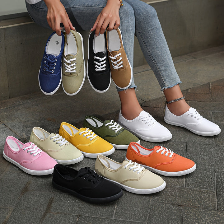 Mirla | Bekväma Låga Canvas Sneakers I Vitt-Eva Jonsson