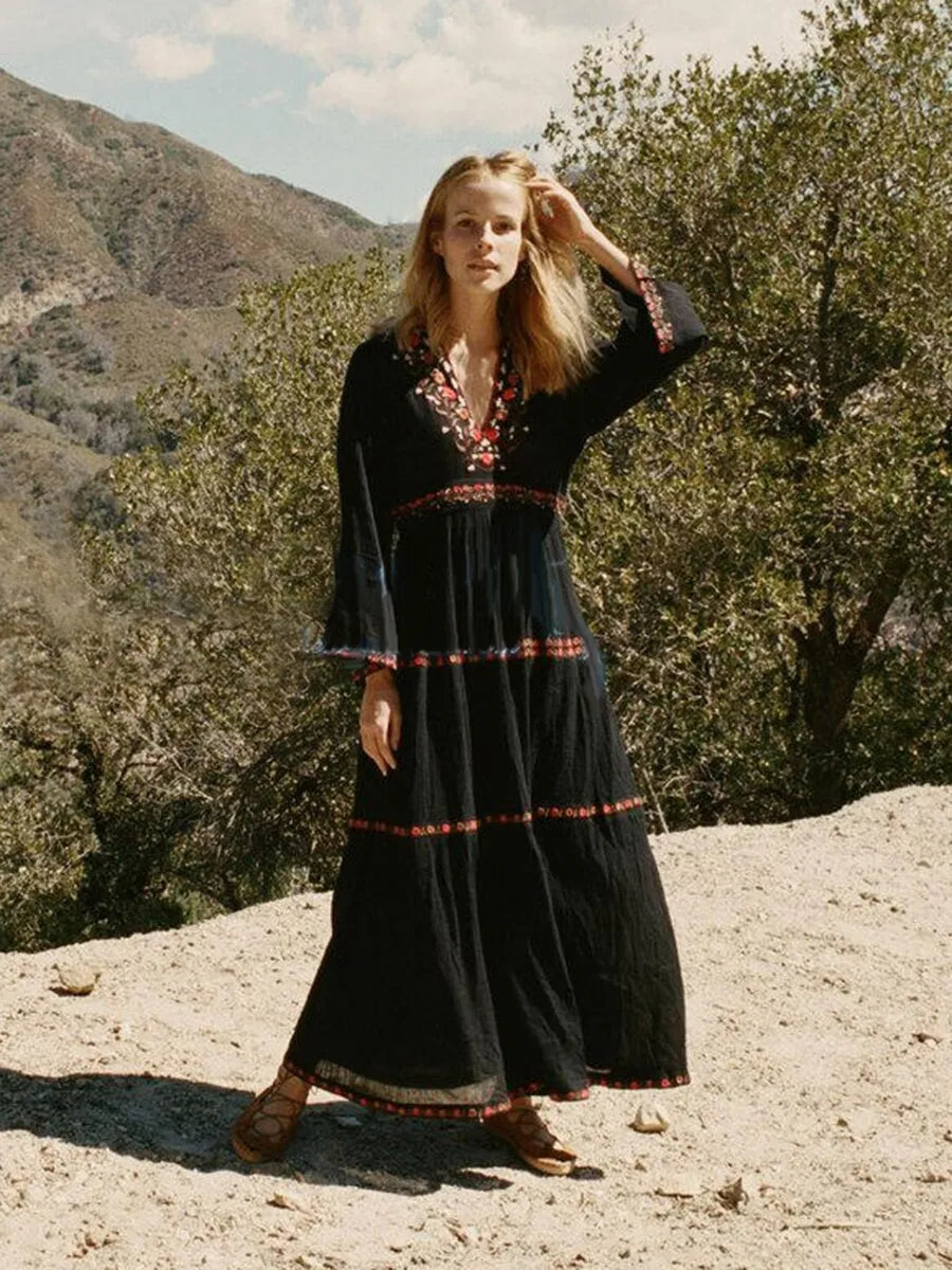 Mirla | Boho Klänning Svart-Eva Jonsson