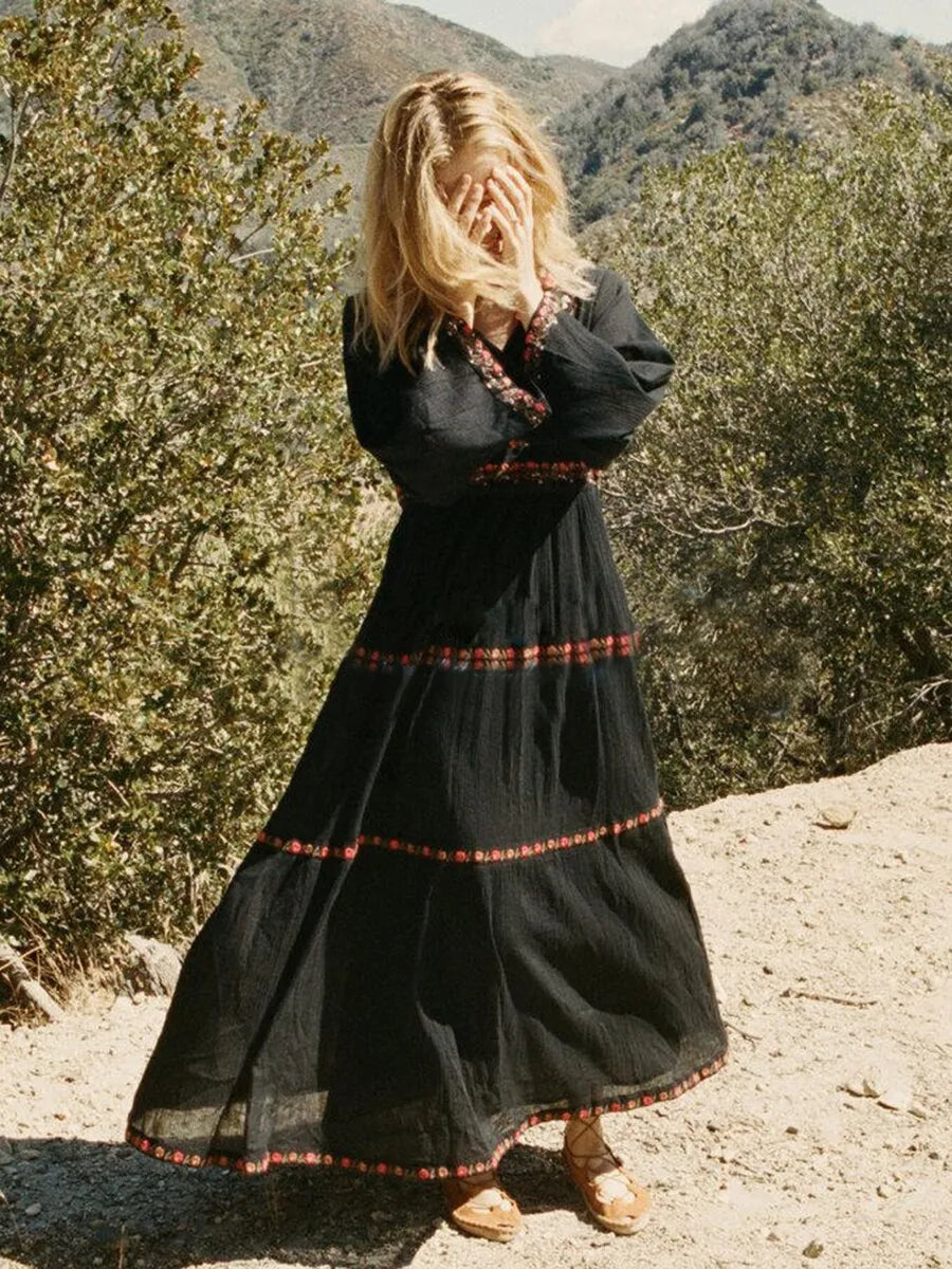 Mirla | Boho Klänning Svart-Eva Jonsson