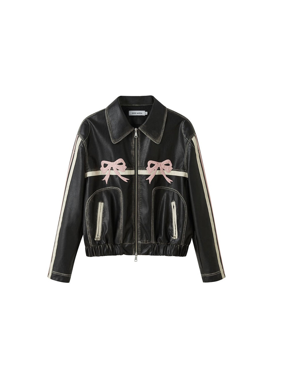 Mirla | Bowknot Zip Up Läderjacka-Eva Jonsson