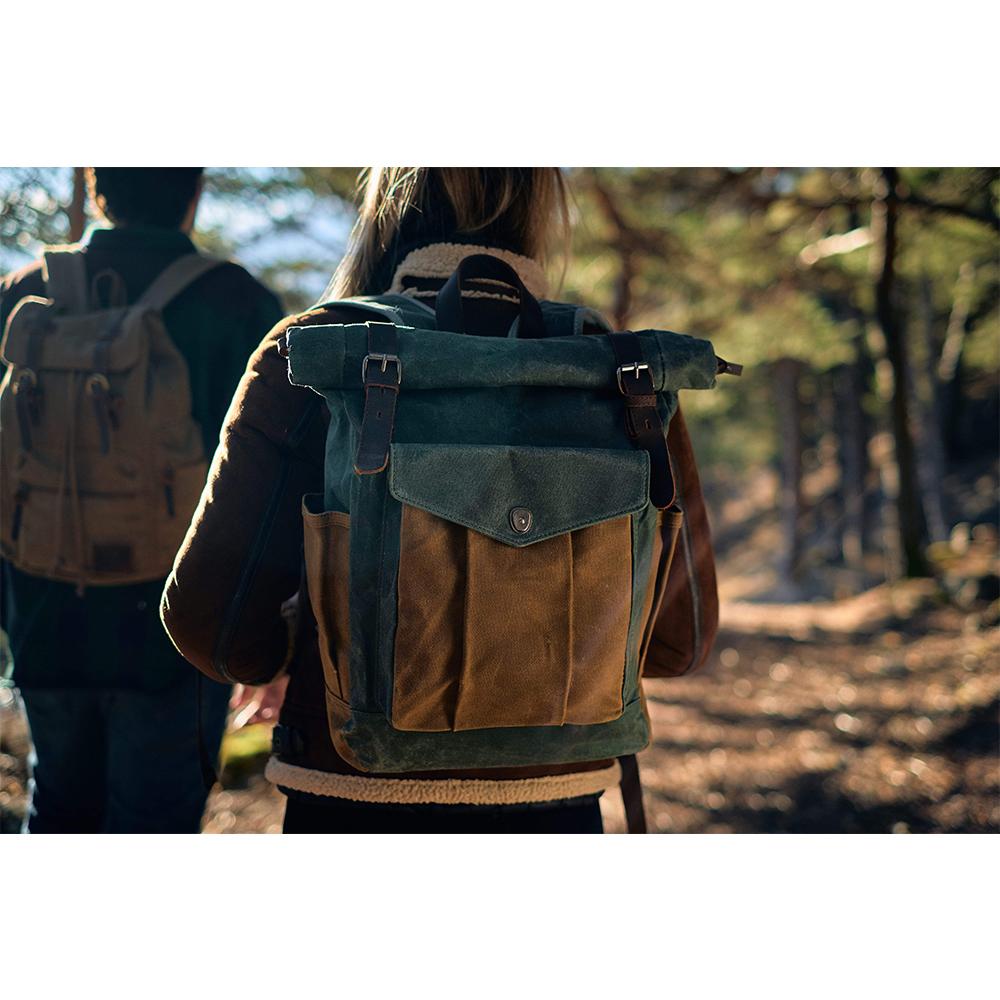 Mirla | Canvas Rolltop Ryggsäck - Lundastyle - Hållbar och Stilfull för Äventyrare-Eva Jonsson
