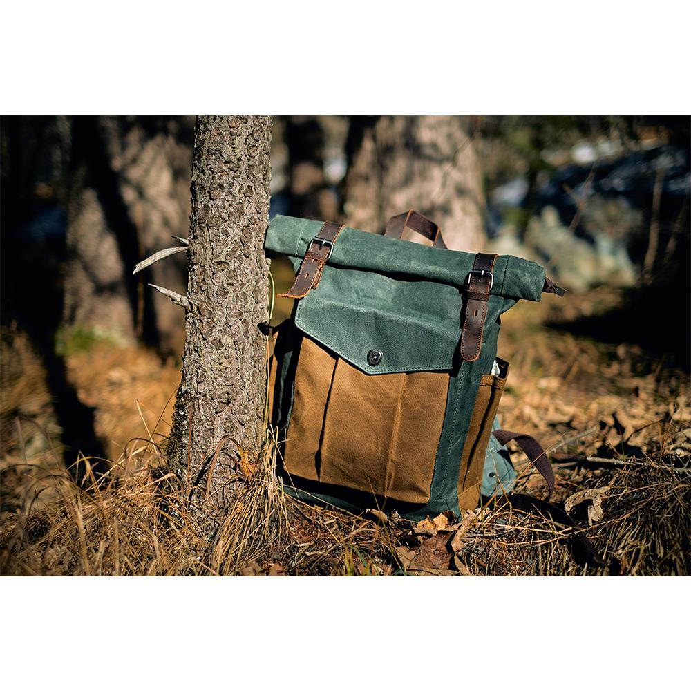 Mirla | Canvas Rolltop Ryggsäck - Lundastyle - Hållbar och Stilfull för Äventyrare-Eva Jonsson