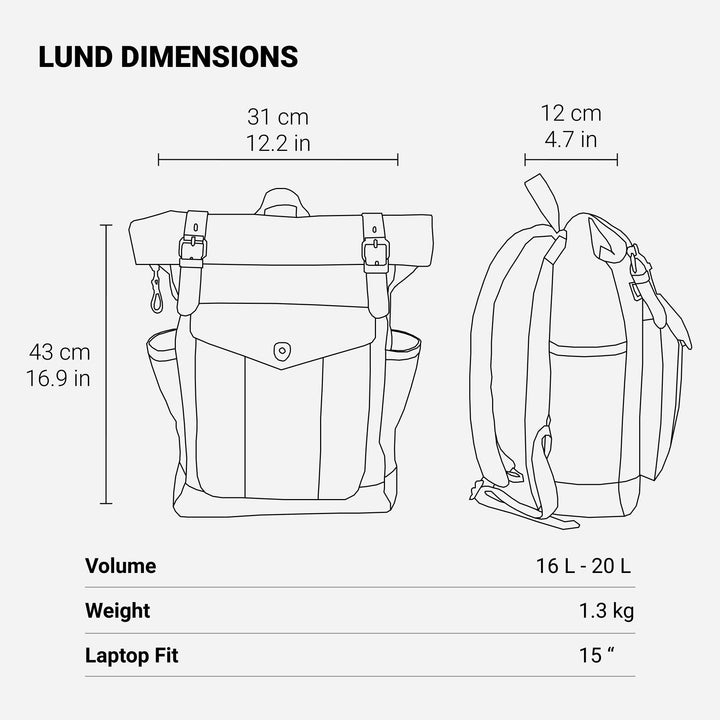 Mirla | Canvas Rolltop Ryggsäck - Lundastyle - Hållbar och Stilfull för Äventyrare-Eva Jonsson