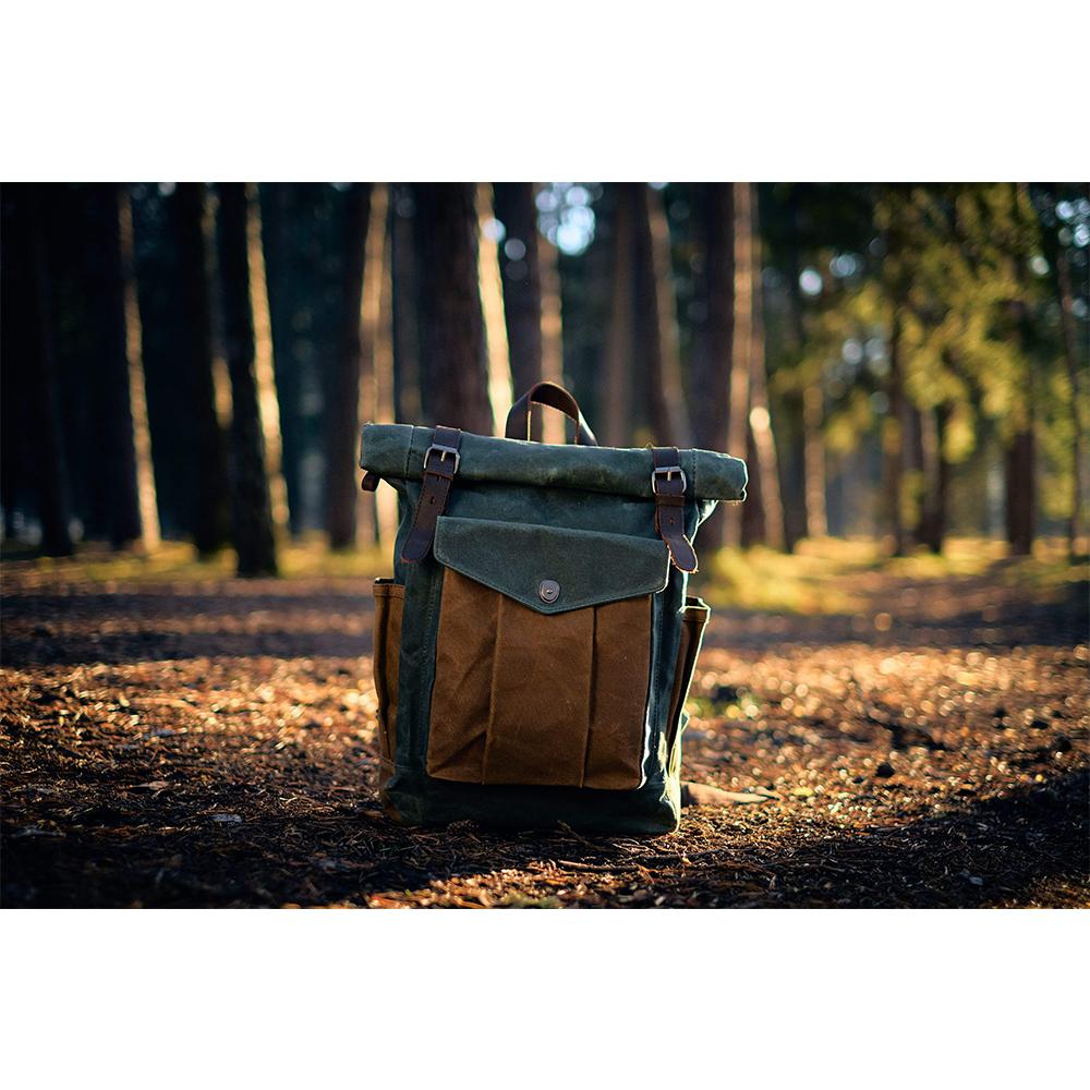 Mirla | Canvas Rolltop Ryggsäck - Lundastyle - Hållbar och Stilfull för Äventyrare-Eva Jonsson