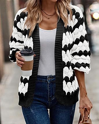 Mirla | Cardigan Grov Stickad Öppen Framsida Relaxed Fit Mjuk och Varm-Eva Jonsson
