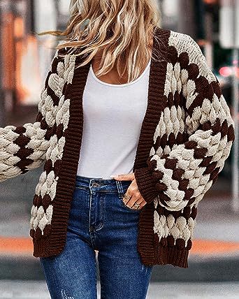 Mirla | Cardigan Grov Stickad Öppen Framsida Relaxed Fit Mjuk och Varm-Eva Jonsson