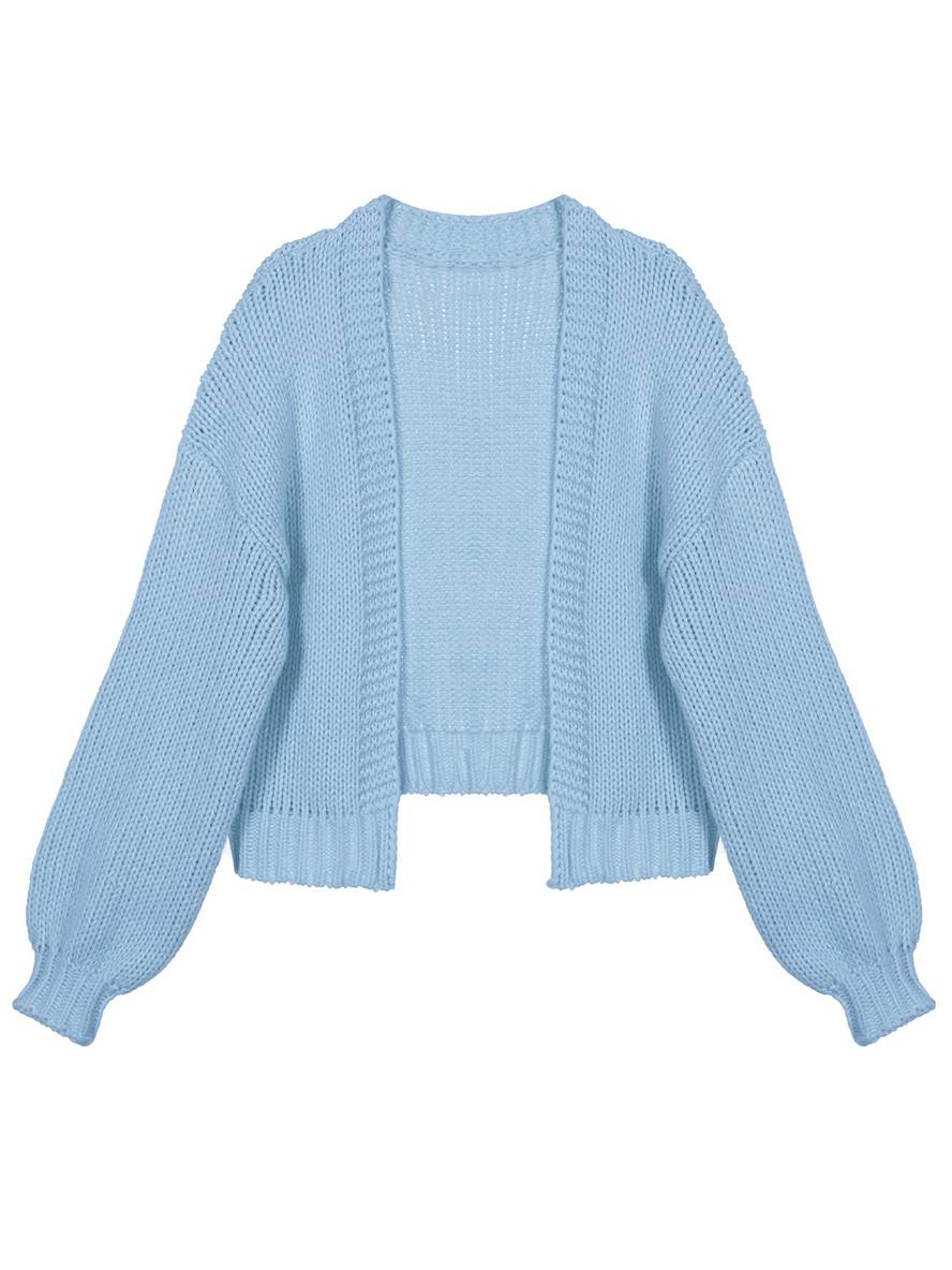 Mirla | Cardigan i Grovstick enfärgad med nedhasade axlar långärmad dam elegant avslappnad vid oversized blus-Eva Jonsson