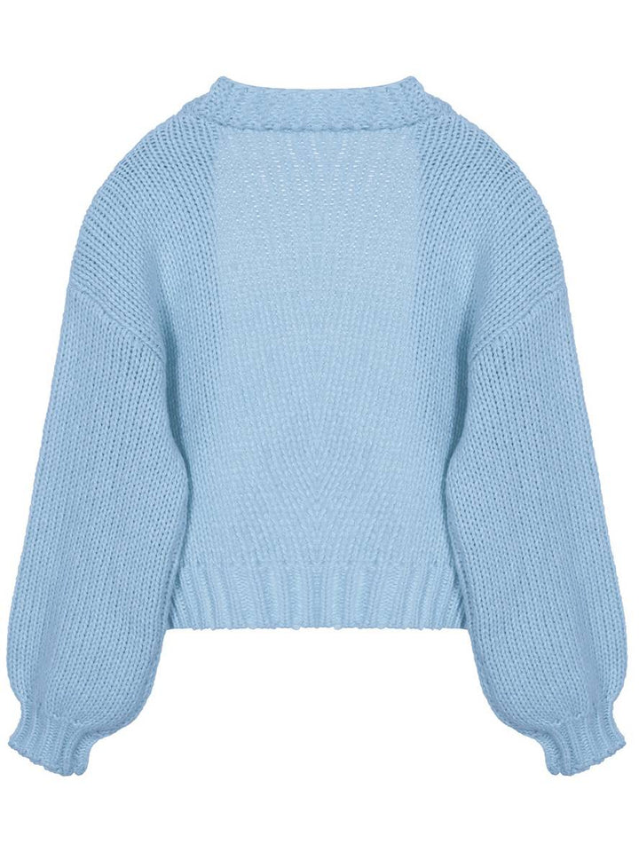 Mirla | Cardigan i Grovstick enfärgad med nedhasade axlar långärmad dam elegant avslappnad vid oversized blus-Eva Jonsson