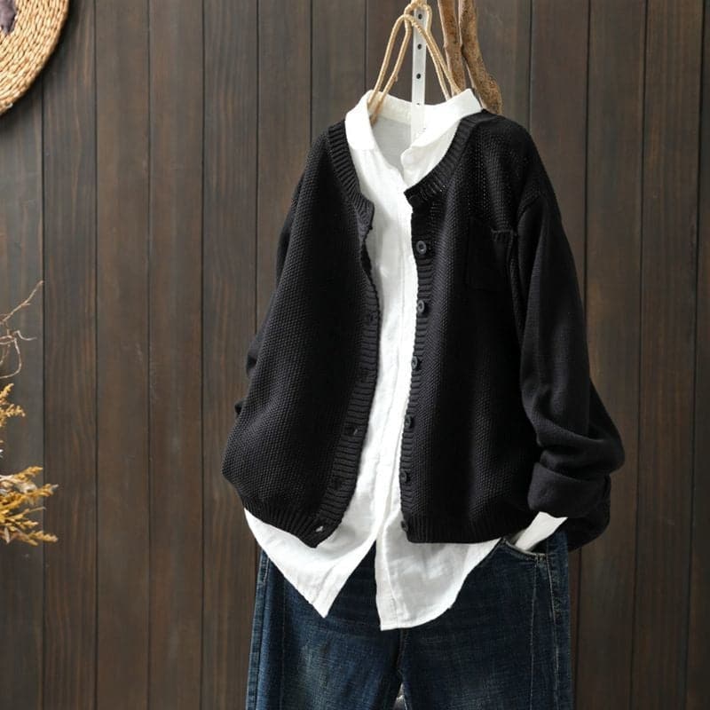 Mirla | Cardigan stickad med knäppning oversized passform mjuk och bekväm-Eva Jonsson