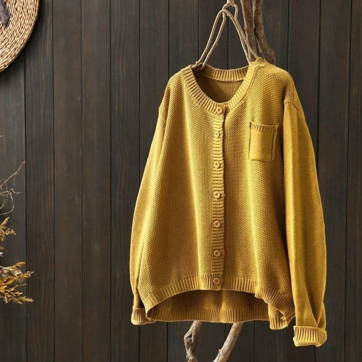 Mirla | Cardigan stickad med knäppning oversized passform mjuk och bekväm-Eva Jonsson