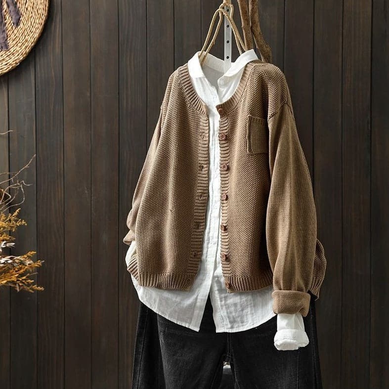 Mirla | Cardigan stickad med knäppning oversized passform mjuk och bekväm-Eva Jonsson