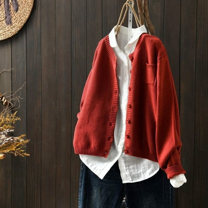Mirla | Cardigan stickad med knäppning oversized passform mjuk och bekväm-Eva Jonsson