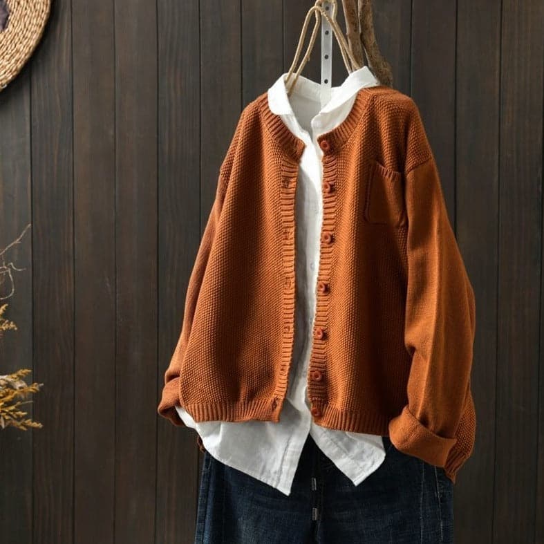 Mirla | Cardigan stickad med knäppning oversized passform mjuk och bekväm-Eva Jonsson