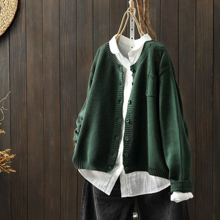 Mirla | Cardigan stickad med knäppning oversized passform mjuk och bekväm-Eva Jonsson