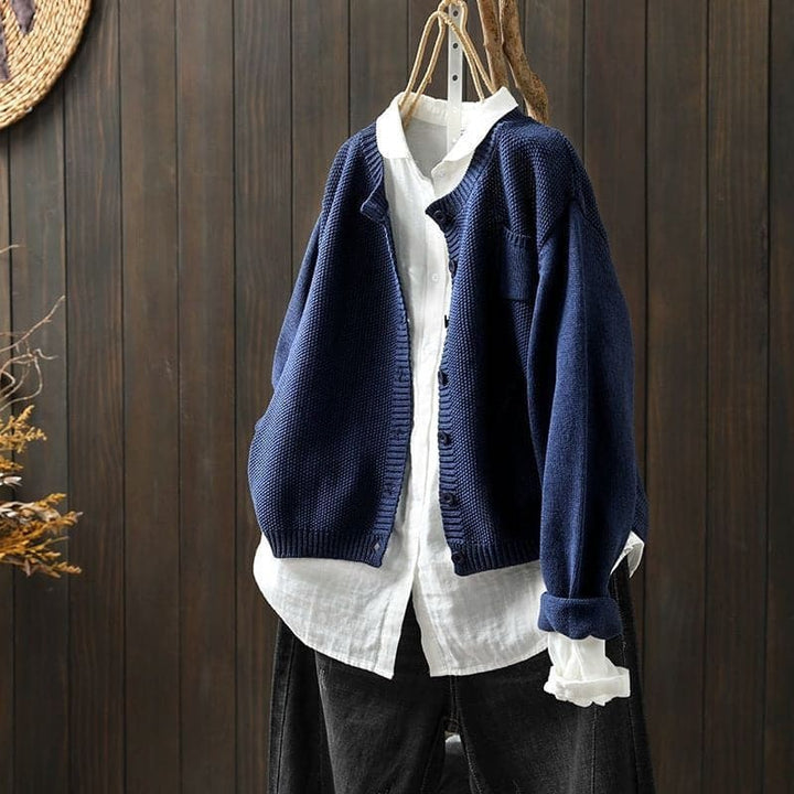 Mirla | Cardigan stickad med knäppning oversized passform mjuk och bekväm-Eva Jonsson
