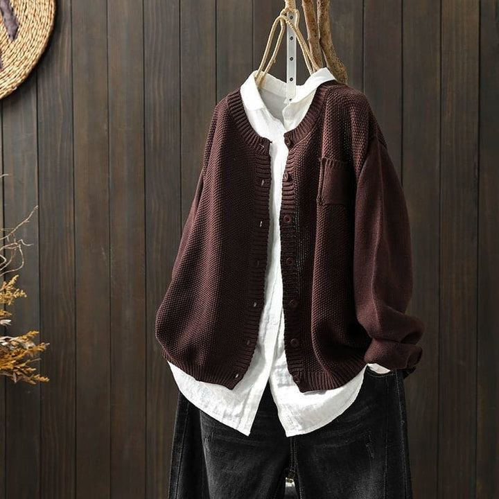 Mirla | Cardigan stickad med knäppning oversized passform mjuk och bekväm-Eva Jonsson