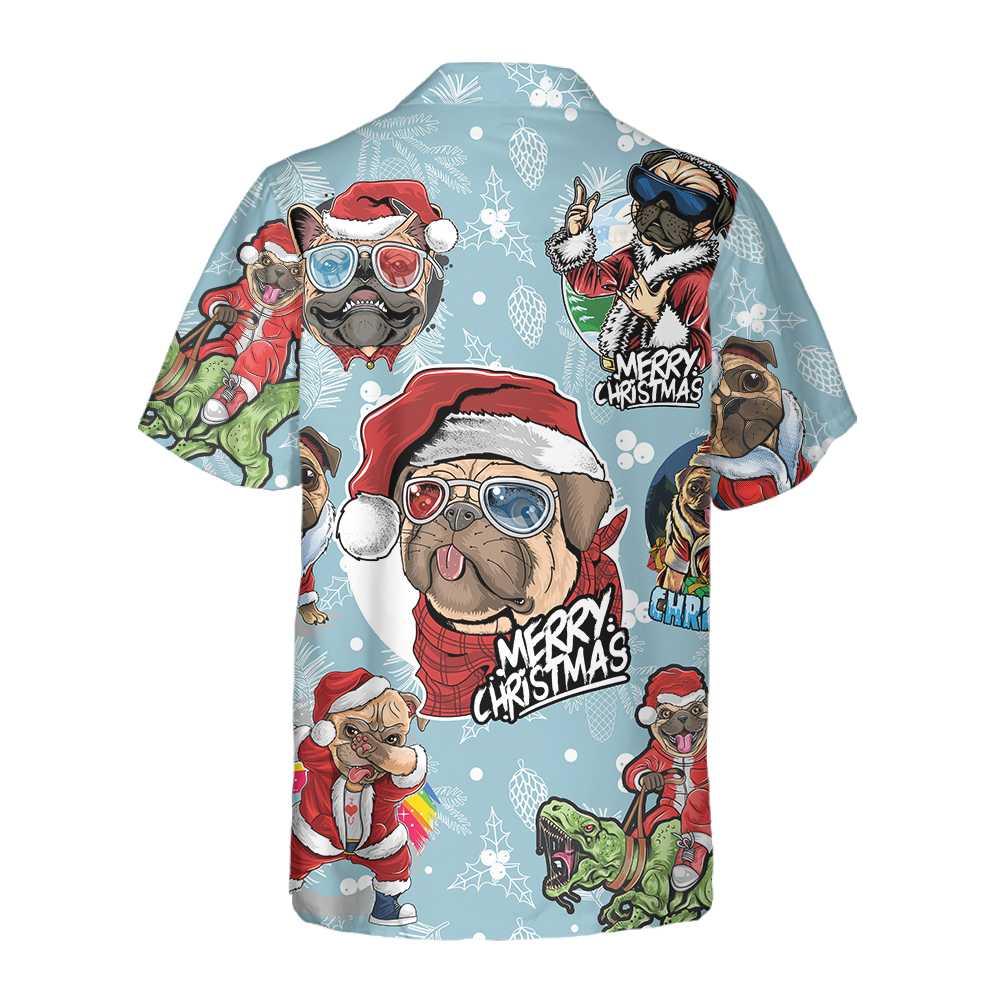 Mirla | Cool Xmas Pug Party Jul Pug Hawaii Skjorta Rolig Julklapp För Pug Älskare-Eva Jonsson
