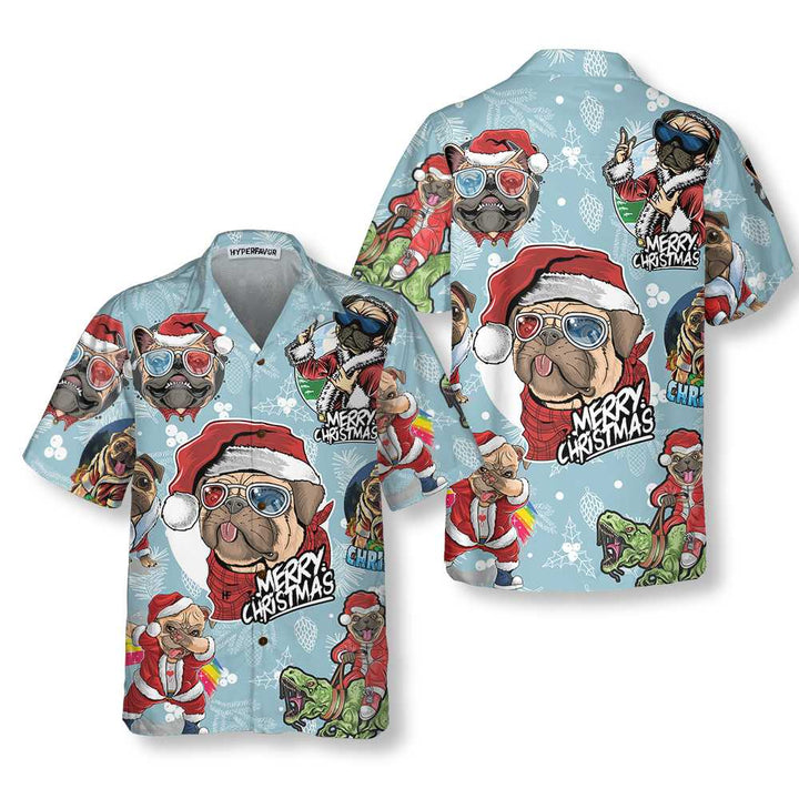 Mirla | Cool Xmas Pug Party Jul Pug Hawaii Skjorta Rolig Julklapp För Pug Älskare-Eva Jonsson