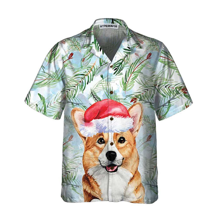 Mirla | Corgi med Julgran-Grenar Mönster Hawaiian Shirt Corgi Julskjorta Bästa Julklapp Idé-Eva Jonsson