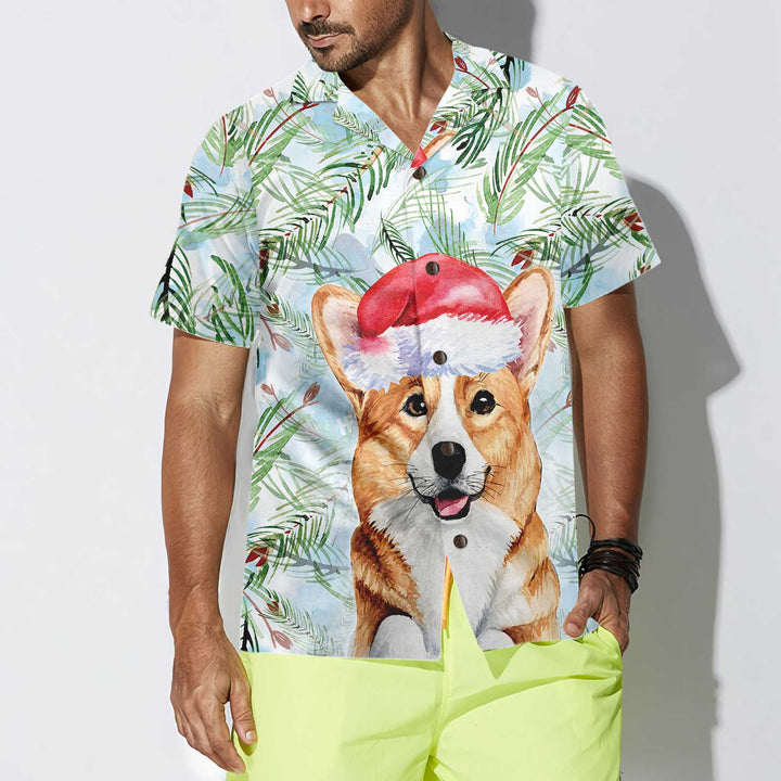 Mirla | Corgi med Julgran-Grenar Mönster Hawaiian Shirt Corgi Julskjorta Bästa Julklapp Idé-Eva Jonsson
