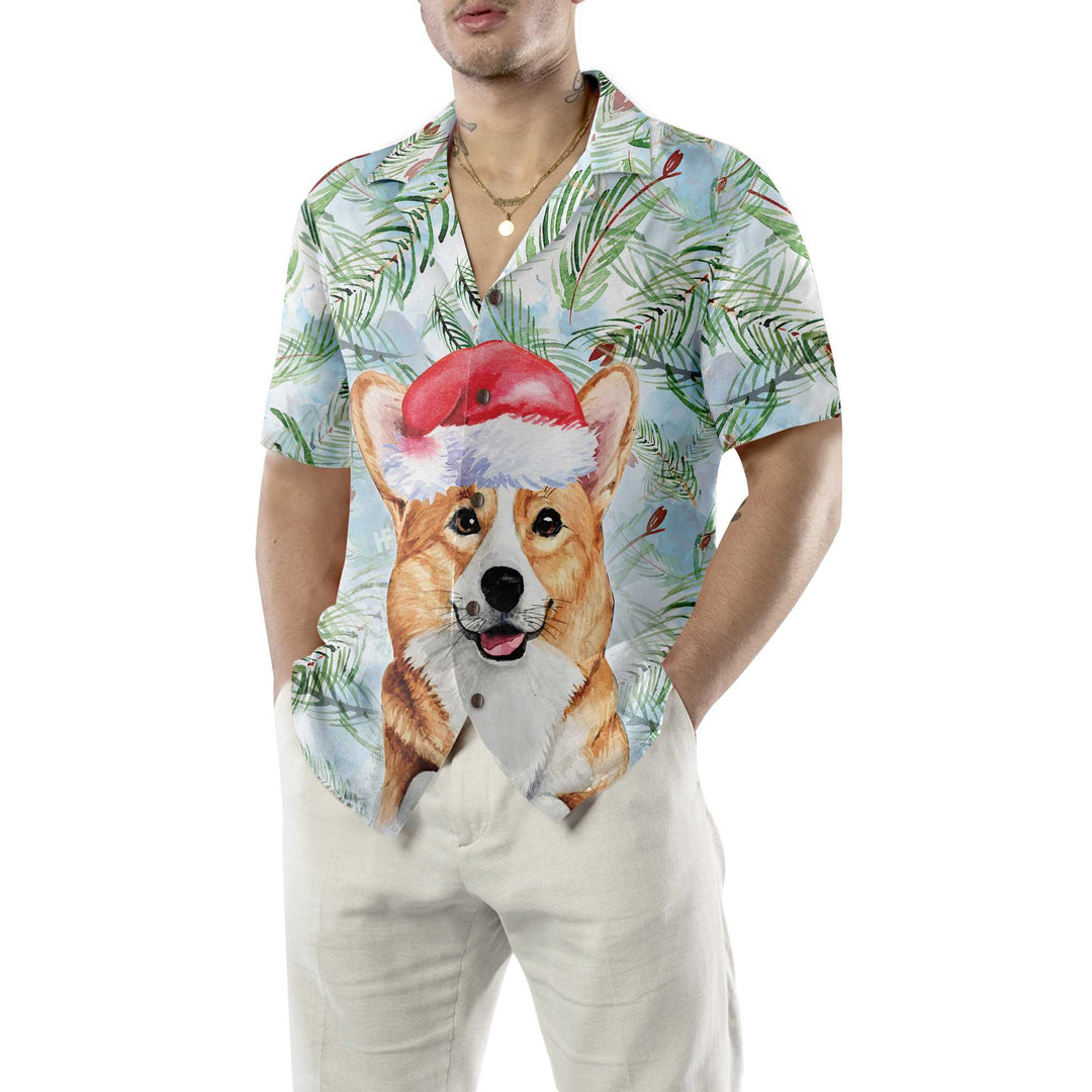 Mirla | Corgi med Julgran-Grenar Mönster Hawaiian Shirt Corgi Julskjorta Bästa Julklapp Idé-Eva Jonsson