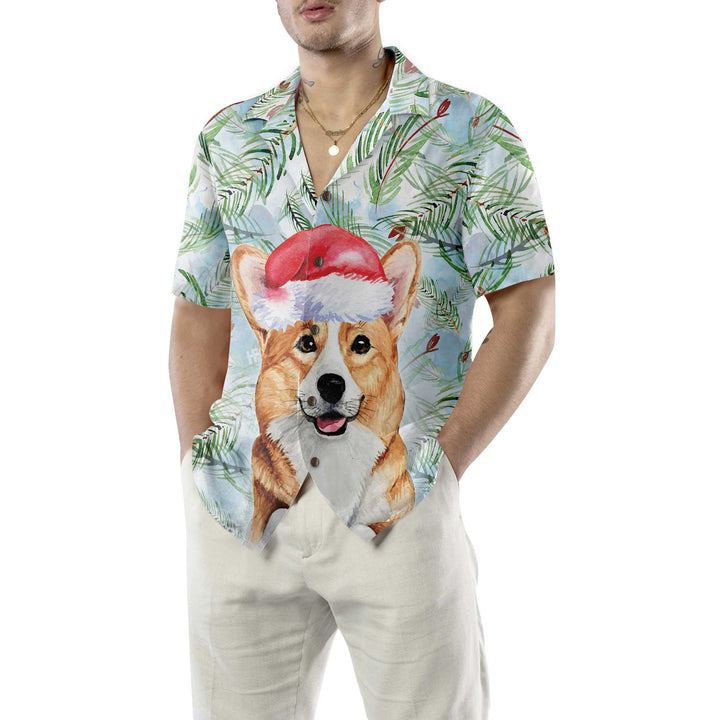 Mirla | Corgi med Julgran-Grenar Mönster Hawaiian Shirt Corgi Julskjorta Bästa Julklapp Idé-Eva Jonsson