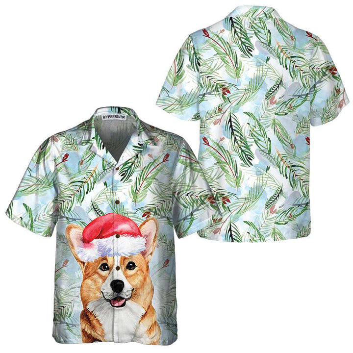 Mirla | Corgi med Julgran-Grenar Mönster Hawaiian Shirt Corgi Julskjorta Bästa Julklapp Idé-Eva Jonsson