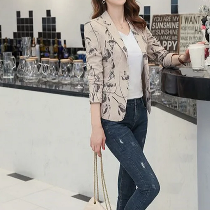 Mirla | Dam Blazer med blommönster Perfekt för vår och sommar-Eva Jonsson