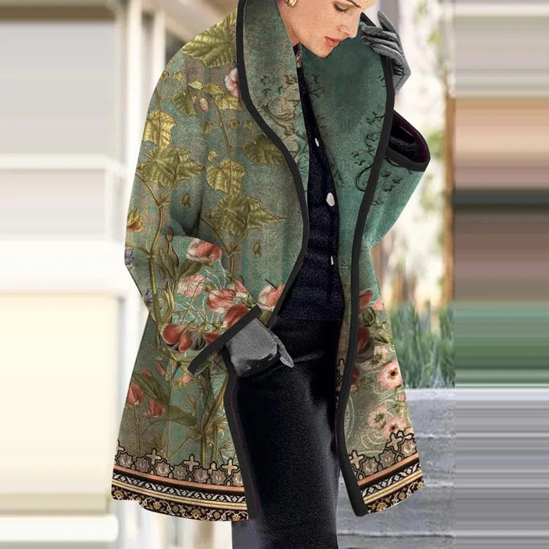 Mirla | Dam Blommig Jacquard-Kimonokappa för Elegant Layering-Eva Jonsson