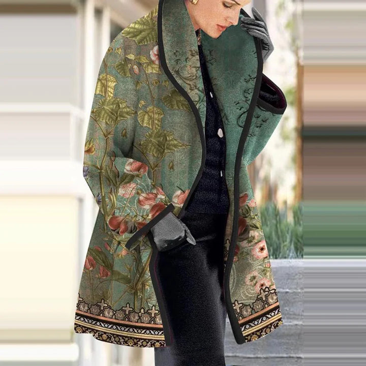 Mirla | Dam Blommig Jacquard-Kimonokappa för Elegant Layering-Eva Jonsson