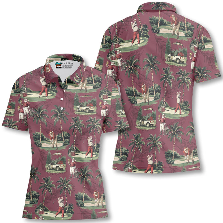 Eva Jonsson | Dam Bordeauxröd Santa Golf Spelande Jul Golf Polo Skjortor-Eva Jonsson