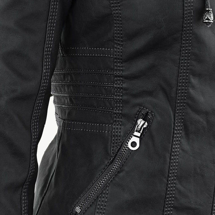 Mirla | Dam Hooded Slim Fit Bikerjacka-Eva Jonsson