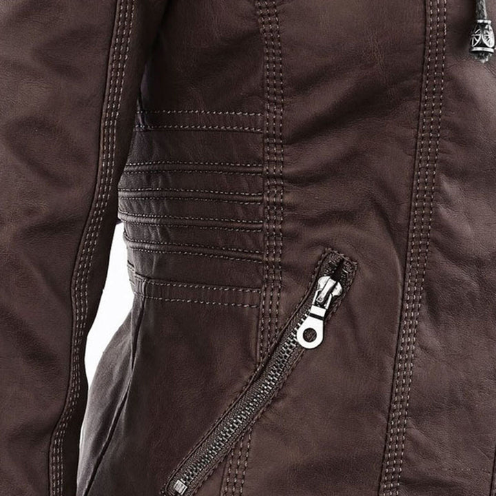 Mirla | Dam Hooded Slim Fit Bikerjacka-Eva Jonsson